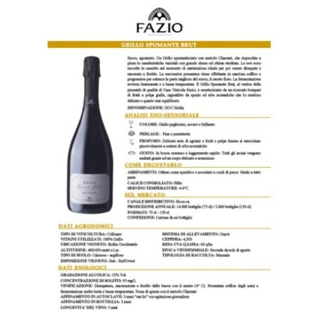 Spumante Brut Grillo - Fazio 75 cl